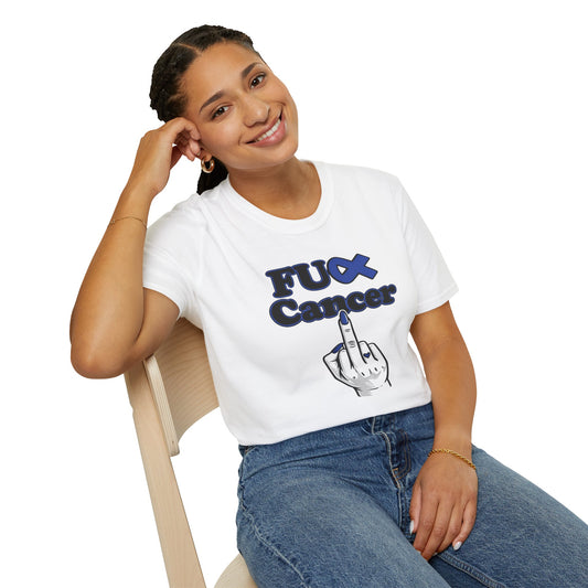 F CANCER - BLUE RIBBON - Unisex Soft Style T-Shirt
