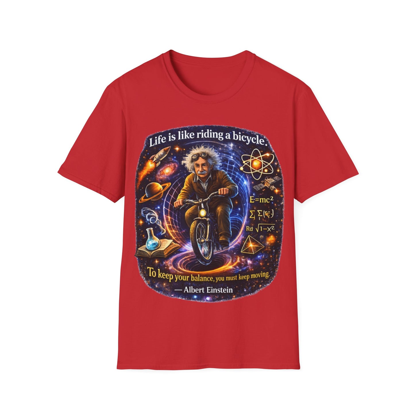 LIFE IS LIKING RIDING A BICYCLE - ((BIG PRINT)) - Unisex Soft Style T-Shirt