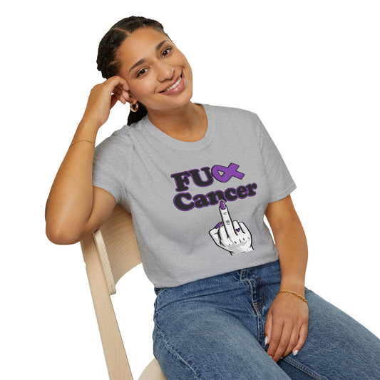 F CANCER - PURPLE RIBBON - Unisex Soft Style T-Shirt