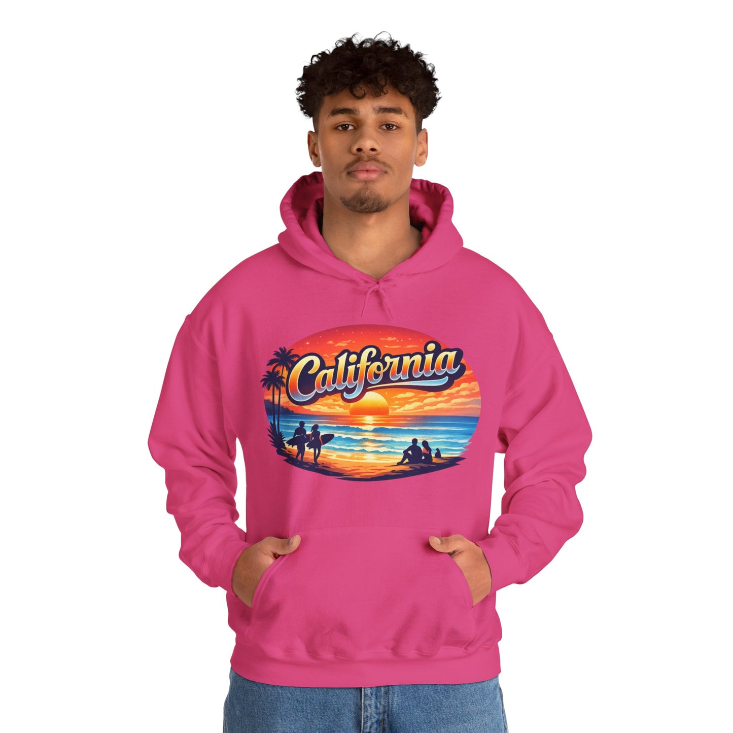 California Hoodie | Sunset Beach Coastal Graphic Unisex Pull-Over
