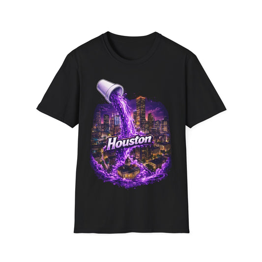 PURPLE HOUSTON ((BIG PRINT)) - Unisex Soft Style T-Shirt