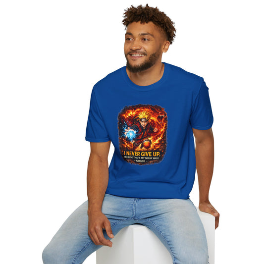 I NEVER GIVE UP - NARUTO - Unisex Soft Style T-Shirt