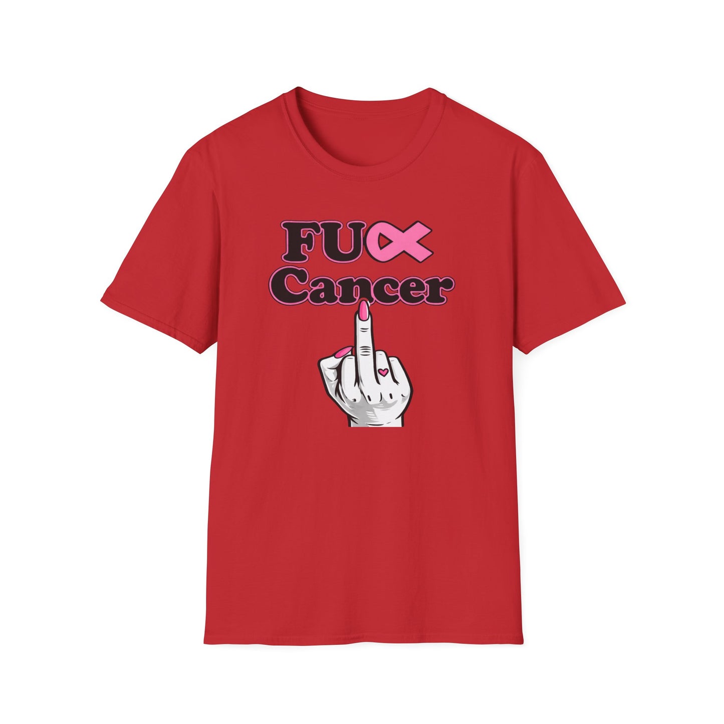 F CANCER - PINK RIBBON - Unisex Soft Style T-Shirt