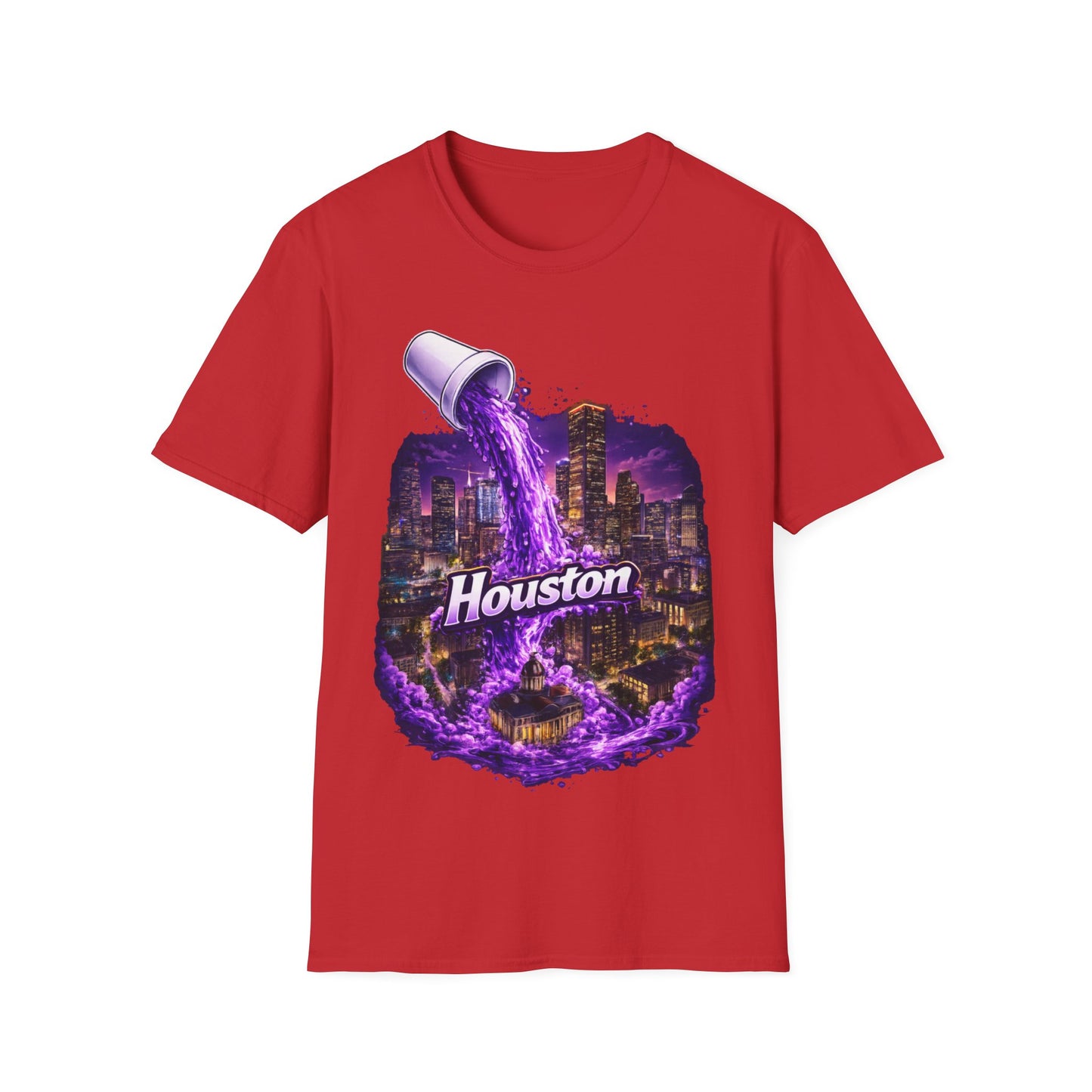 PURPLE HOUSTON ((BIG PRINT)) - Unisex Soft Style T-Shirt