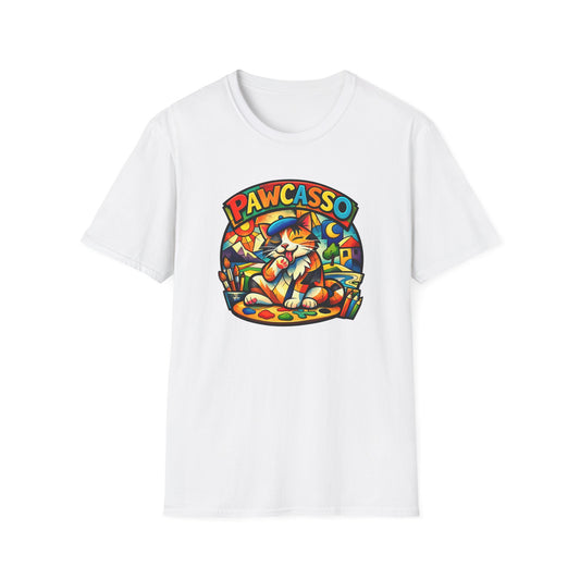 PAWCASSO-CAT ARTIST - Unisex Soft Style T-Shirt
