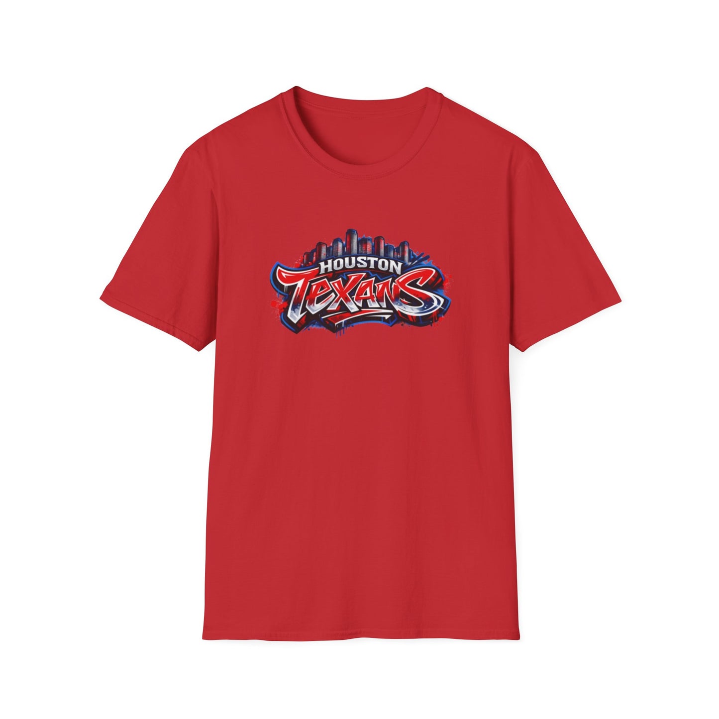 HOUSTON TEXANS W/SKYLINE GRAFFITI ART - Unisex Soft Style T-Shirt