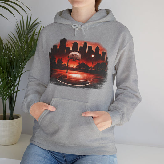 Street B-Ball Court Hoodie | Urban Basketball Graphic Unisex Pull-Over