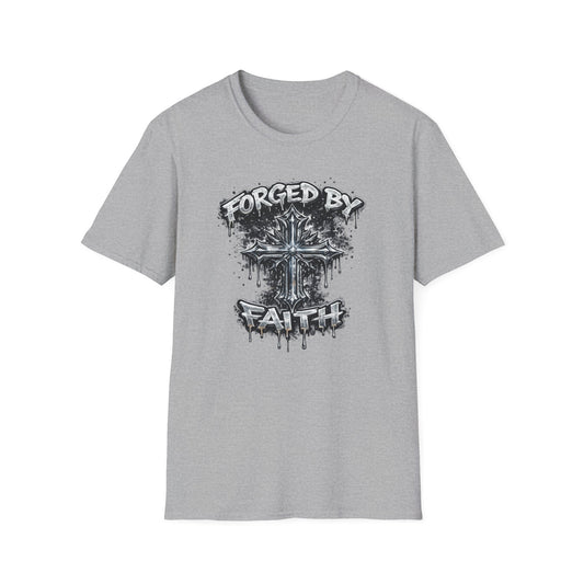 FORGED BY FAITH -CHROME CROSS - Unisex Soft Style T-Shirt