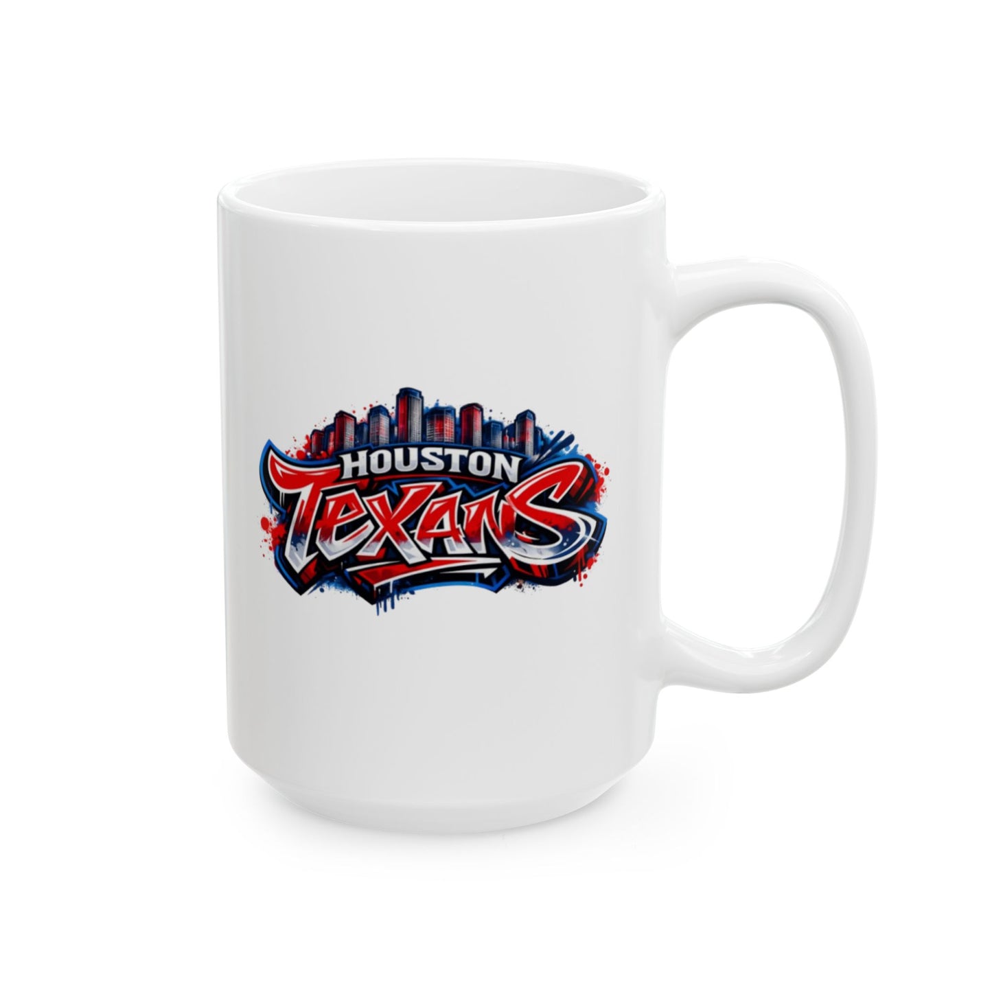 HOUSTON TEXANS GRAFFITI ART W/SKYLINE Ceramic Mug, (11oz, 15oz)