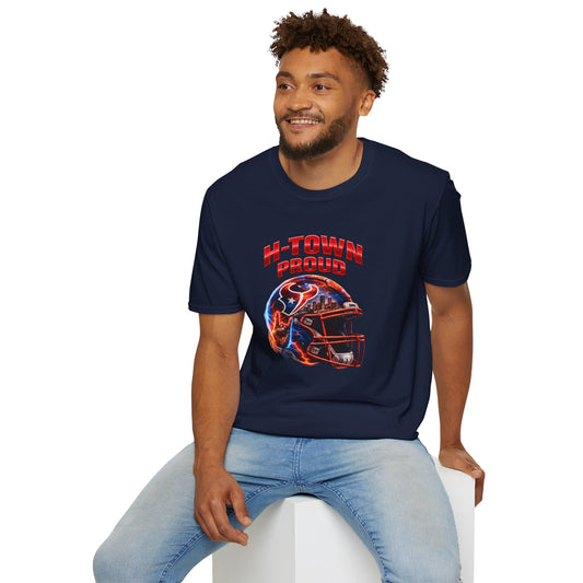 TEXANS INSPIRED HELMET - H-TOWN PROUD - Unisex Soft Style T-Shirt