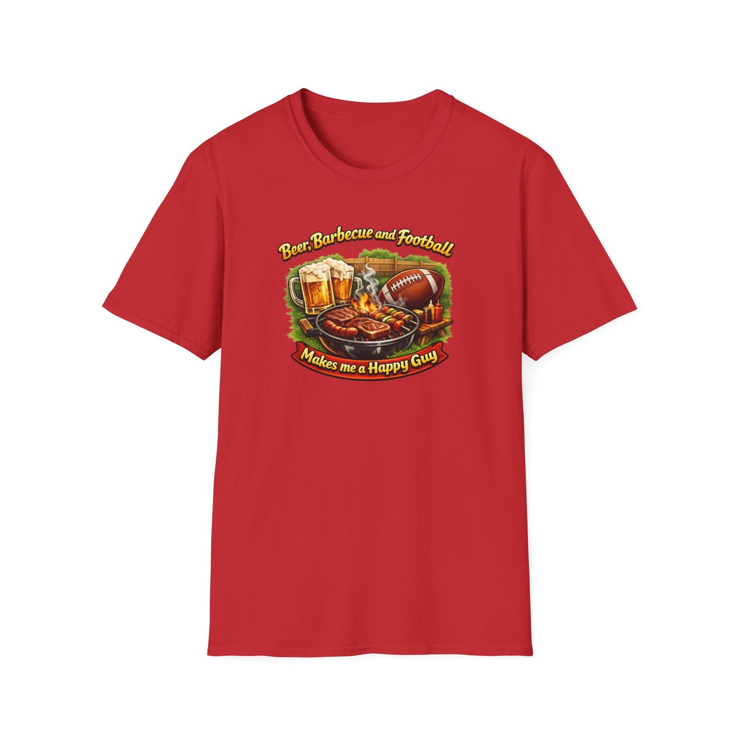 Beer Barbecue and Football-Make me a Happy Guy - Unisex Soft Style T-Shirt
