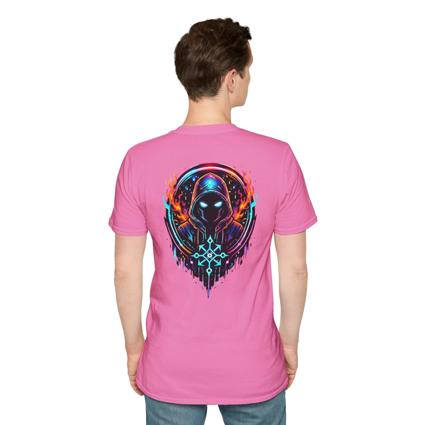 GLOWING HOODED WARRIOR - (Front/Back Print) - Unisex Soft Style T-Shirt