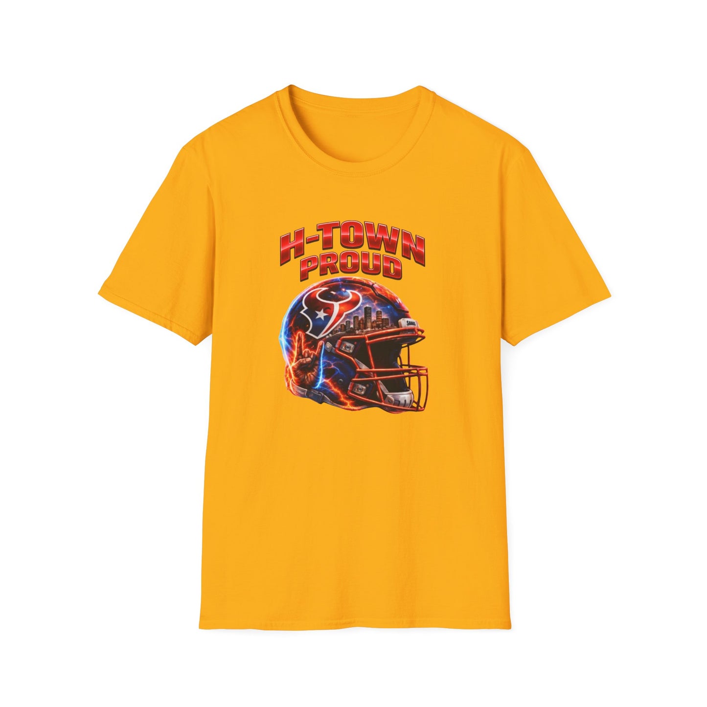TEXANS INSPIRED HELMET - H-TOWN PROUD - Unisex Soft Style T-Shirt