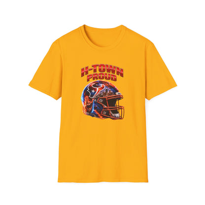 TEXANS INSPIRED HELMET - H-TOWN PROUD - Unisex Soft Style T-Shirt