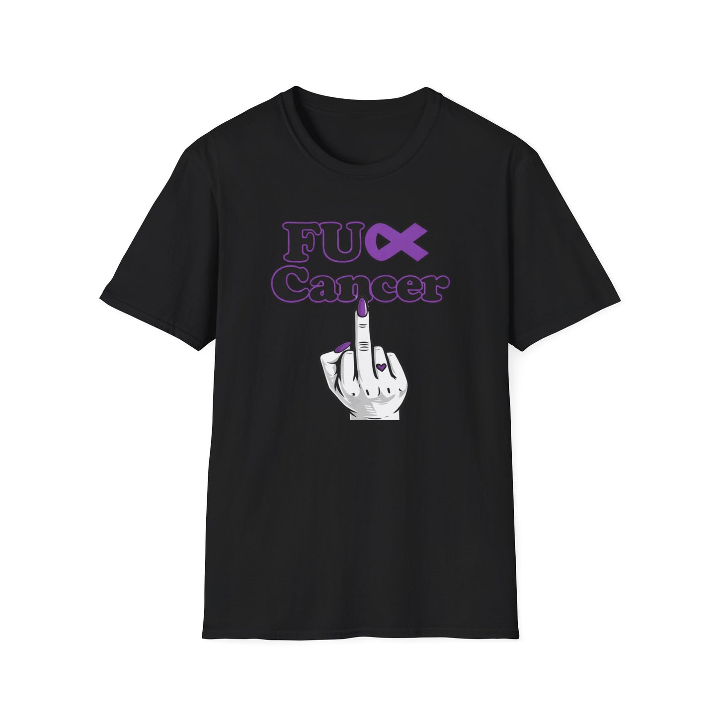 F CANCER - PURPLE RIBBON - Unisex Soft Style T-Shirt
