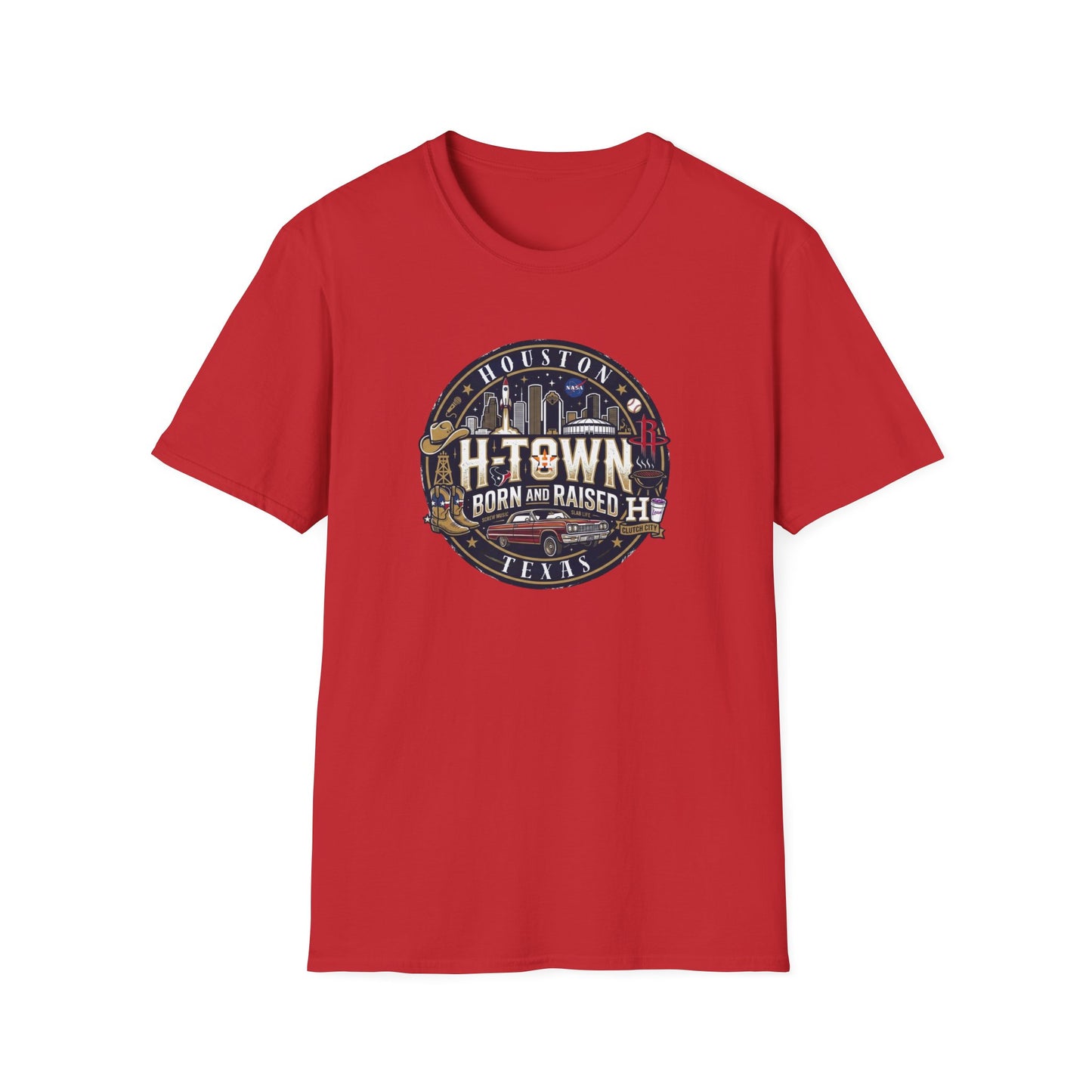 HOUSTON TEXAS-BORN AND RAISED - Unisex Soft Style T-Shirt
