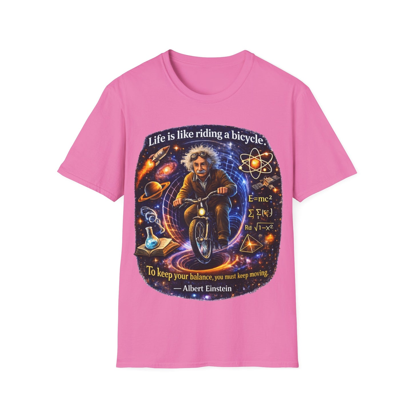 LIFE IS LIKING RIDING A BICYCLE - ((BIG PRINT)) - Unisex Soft Style T-Shirt
