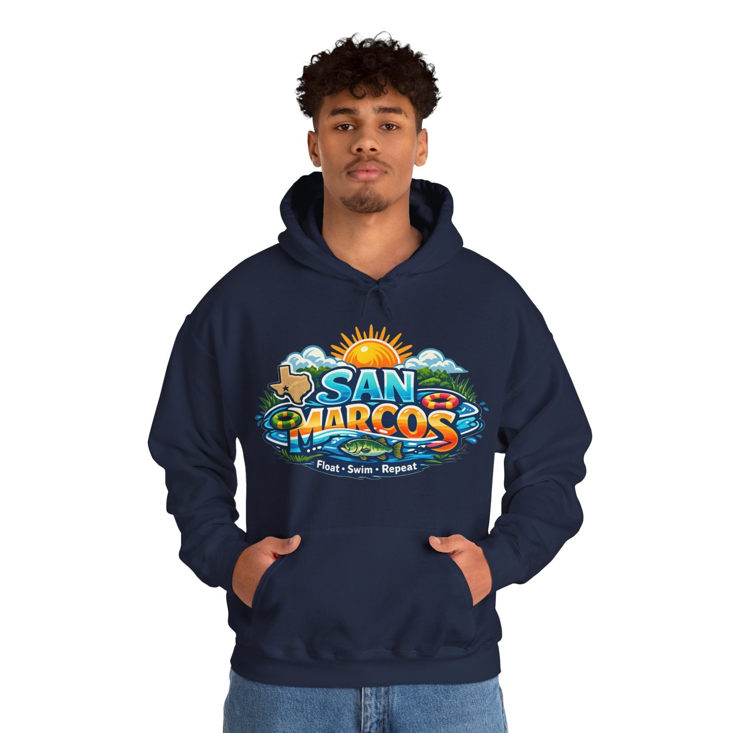 San Marcos Hoodie | Float Swim Repeat Texas River Life Unisex Pull-Over