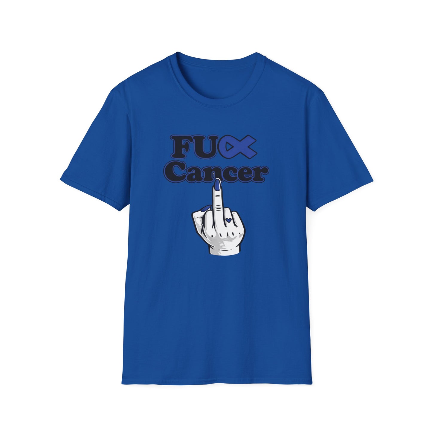 F CANCER - BLUE RIBBON - Unisex Soft Style T-Shirt