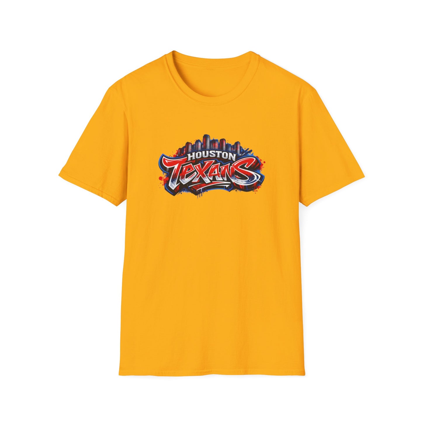 HOUSTON TEXANS W/SKYLINE GRAFFITI ART - Unisex Soft Style T-Shirt
