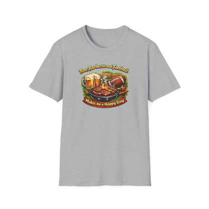 Beer Barbecue and Football-Make me a Happy Guy - Unisex Soft Style T-Shirt