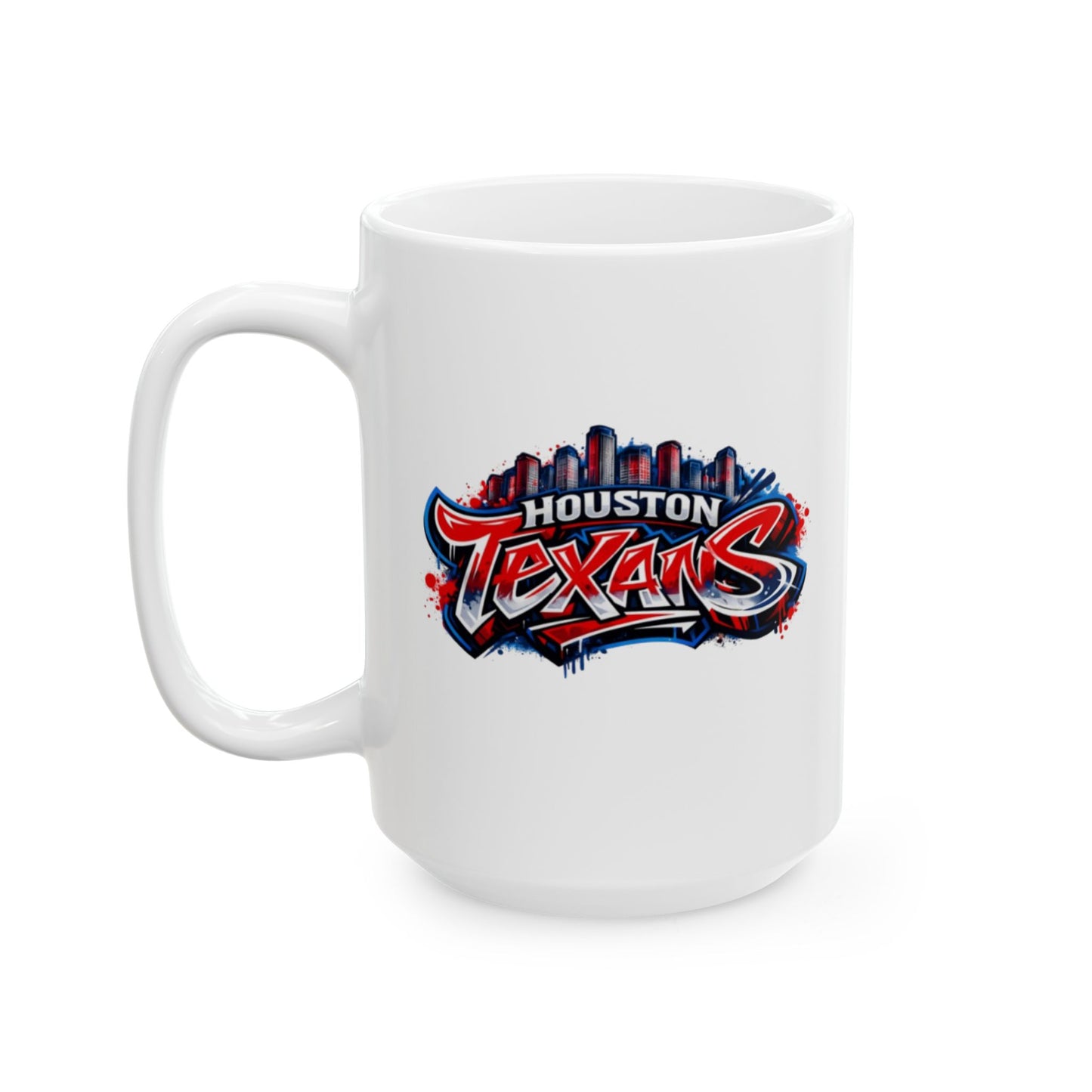 HOUSTON TEXANS GRAFFITI ART W/SKYLINE Ceramic Mug, (11oz, 15oz)