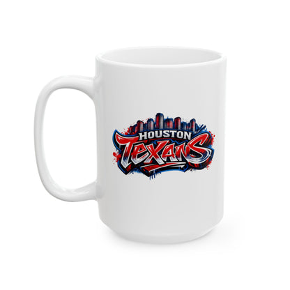 HOUSTON TEXANS GRAFFITI ART W/SKYLINE Ceramic Mug, (11oz, 15oz)