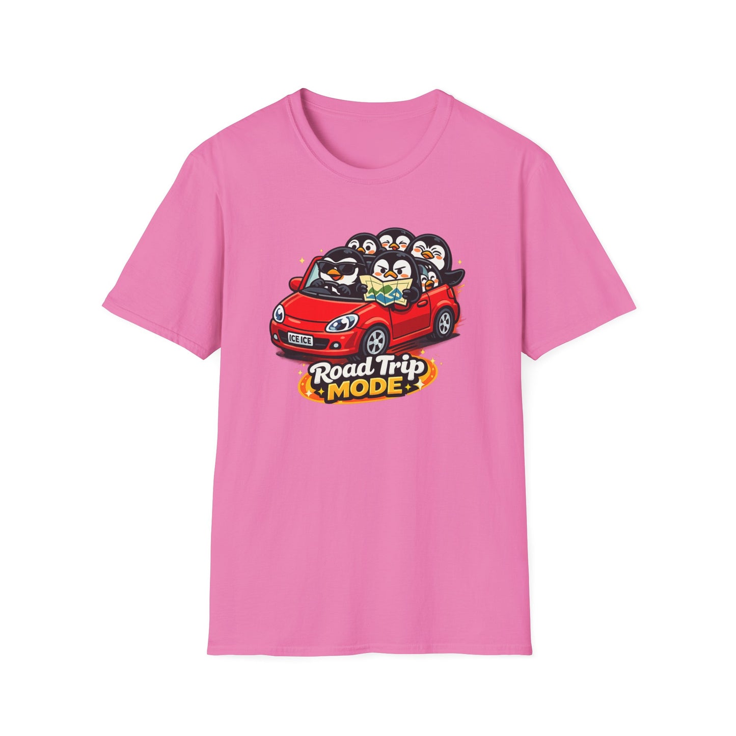 ROAD TRIP MODE - PENGUINS IN A CAR - Unisex Soft Style T-Shirt