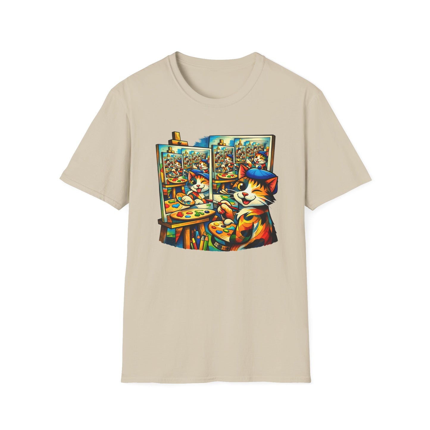PAWCASSO - CAT ARTIST - Unisex Soft Style T-Shirt