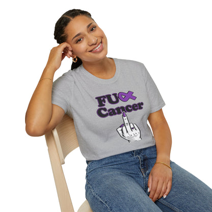 F CANCER - PURPLE RIBBON - Unisex Soft Style T-Shirt
