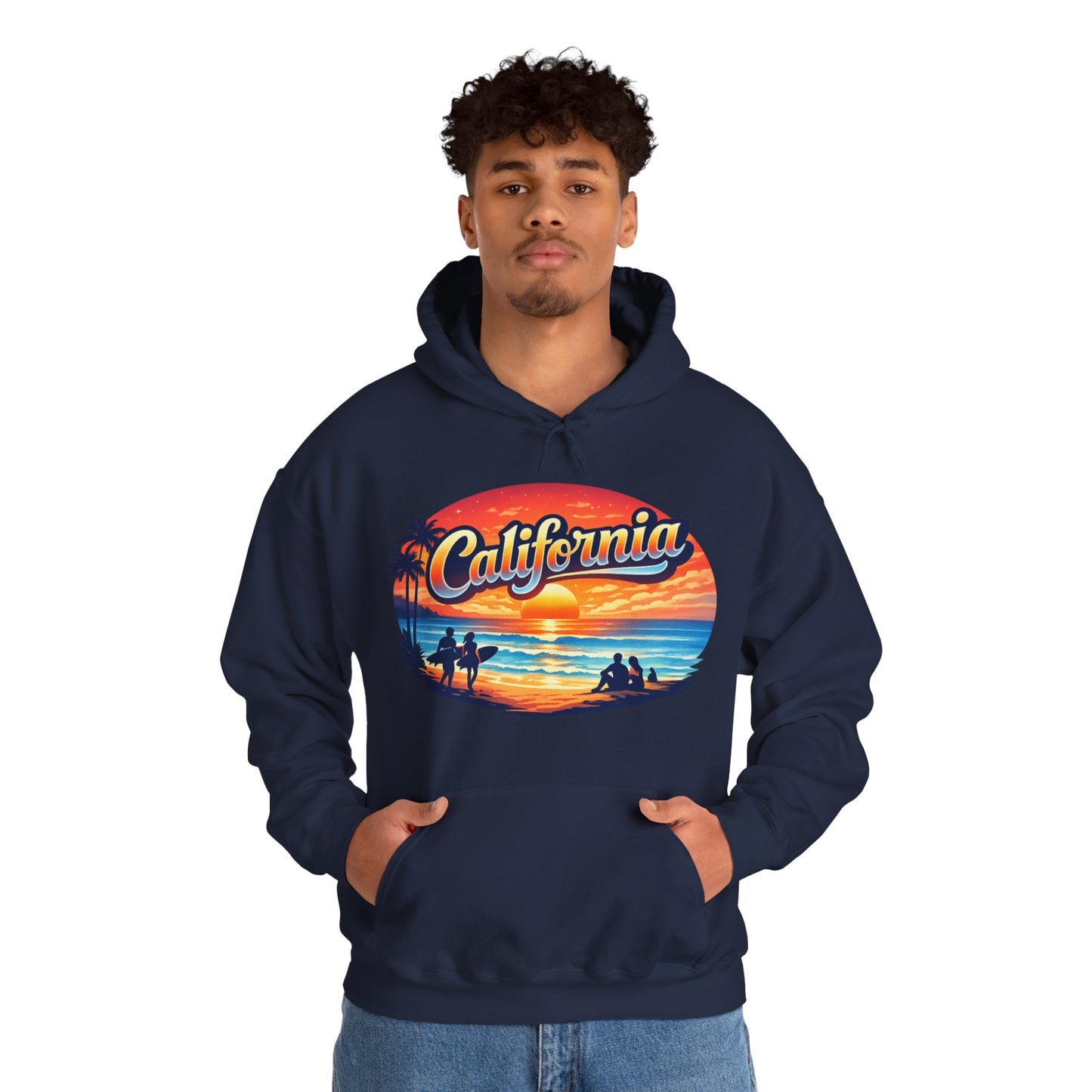California Hoodie | Sunset Beach Coastal Graphic Unisex Pull-Over