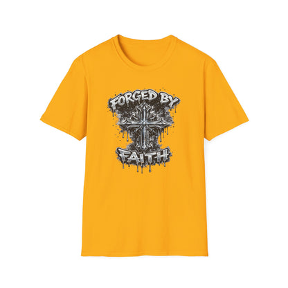 FORGED BY FAITH -CHROME CROSS - Unisex Soft Style T-Shirt