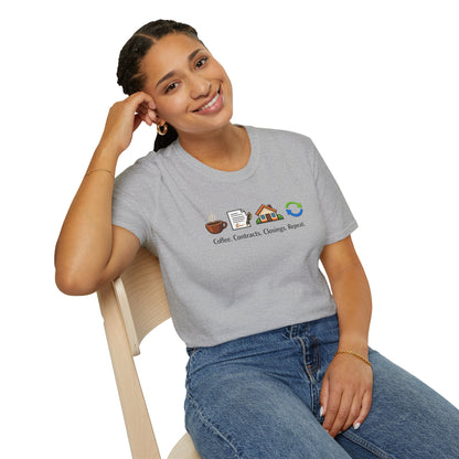 COFFEE-CONTRACTS-CLOSING-REPEAT - Unisex Softstyle T-Shirt