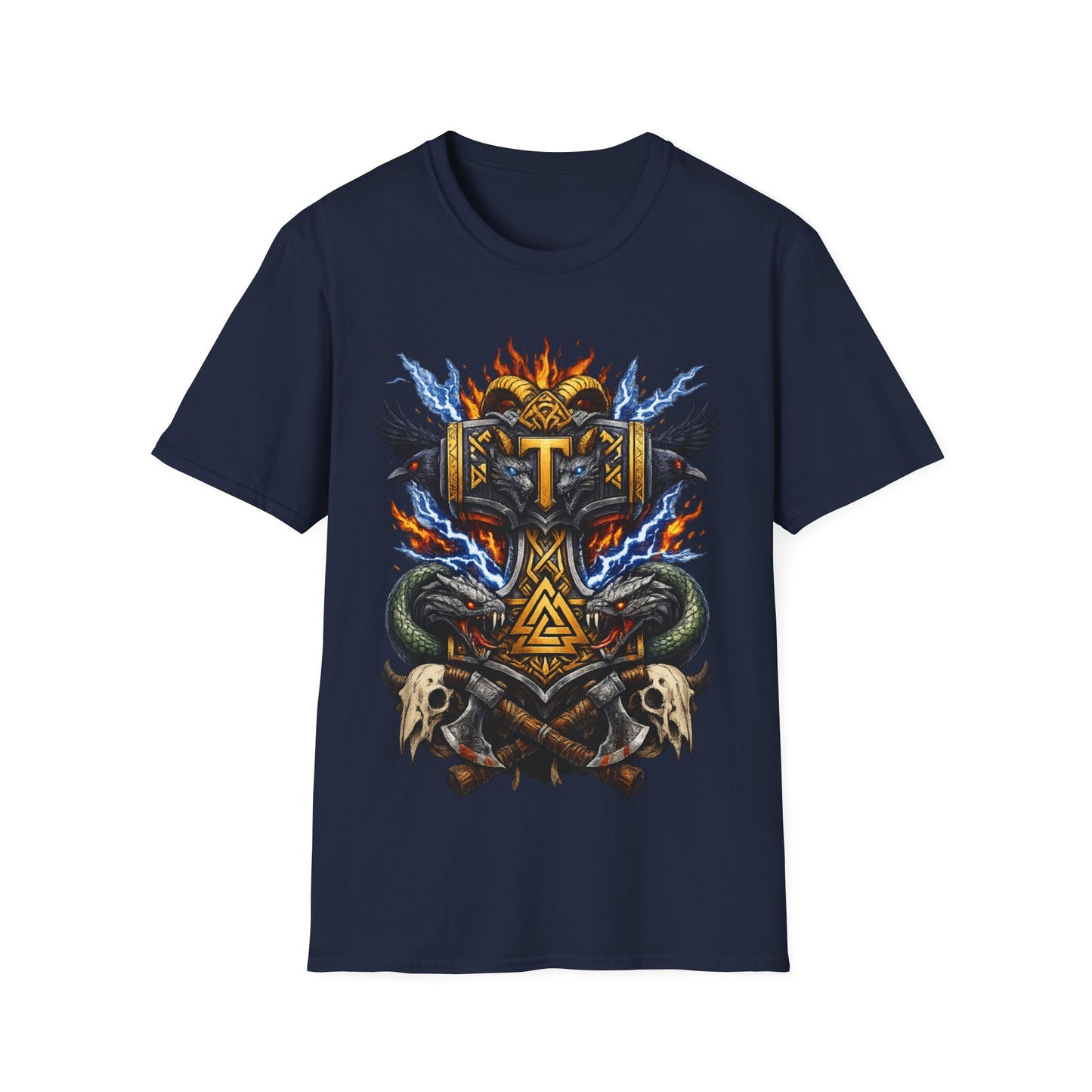VIKING MJOLNIR SHIELD - ((BIG PRINT)) Unisex Soft Style T-shirt