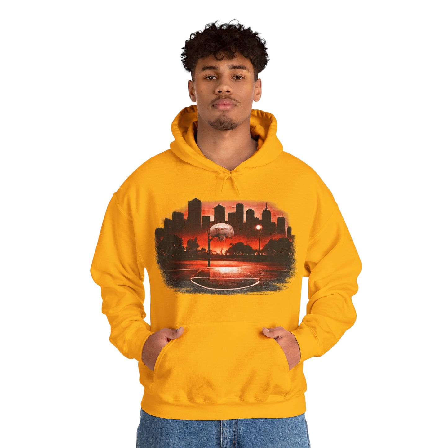Street B-Ball Court Hoodie | Urban Basketball Graphic Unisex Pull-Over