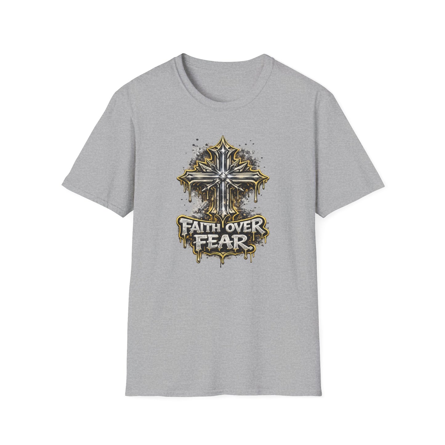 FAITH OVER FEAR-GRAPHIC CROSS - Unisex Soft Style T-Shirt