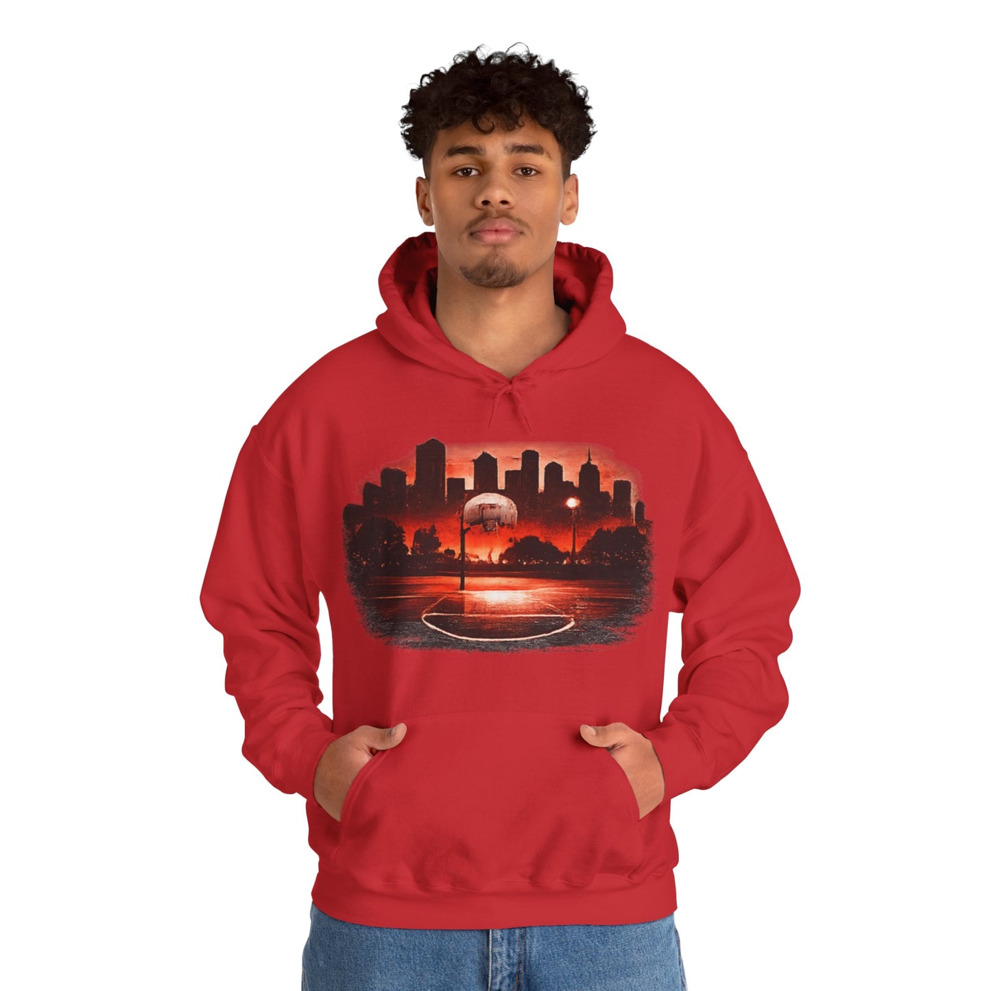 Street B-Ball Court Hoodie | Urban Basketball Graphic Unisex Pull-Over