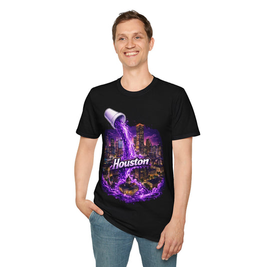PURPLE HOUSTON ((BIG PRINT)) - Unisex Soft Style T-Shirt
