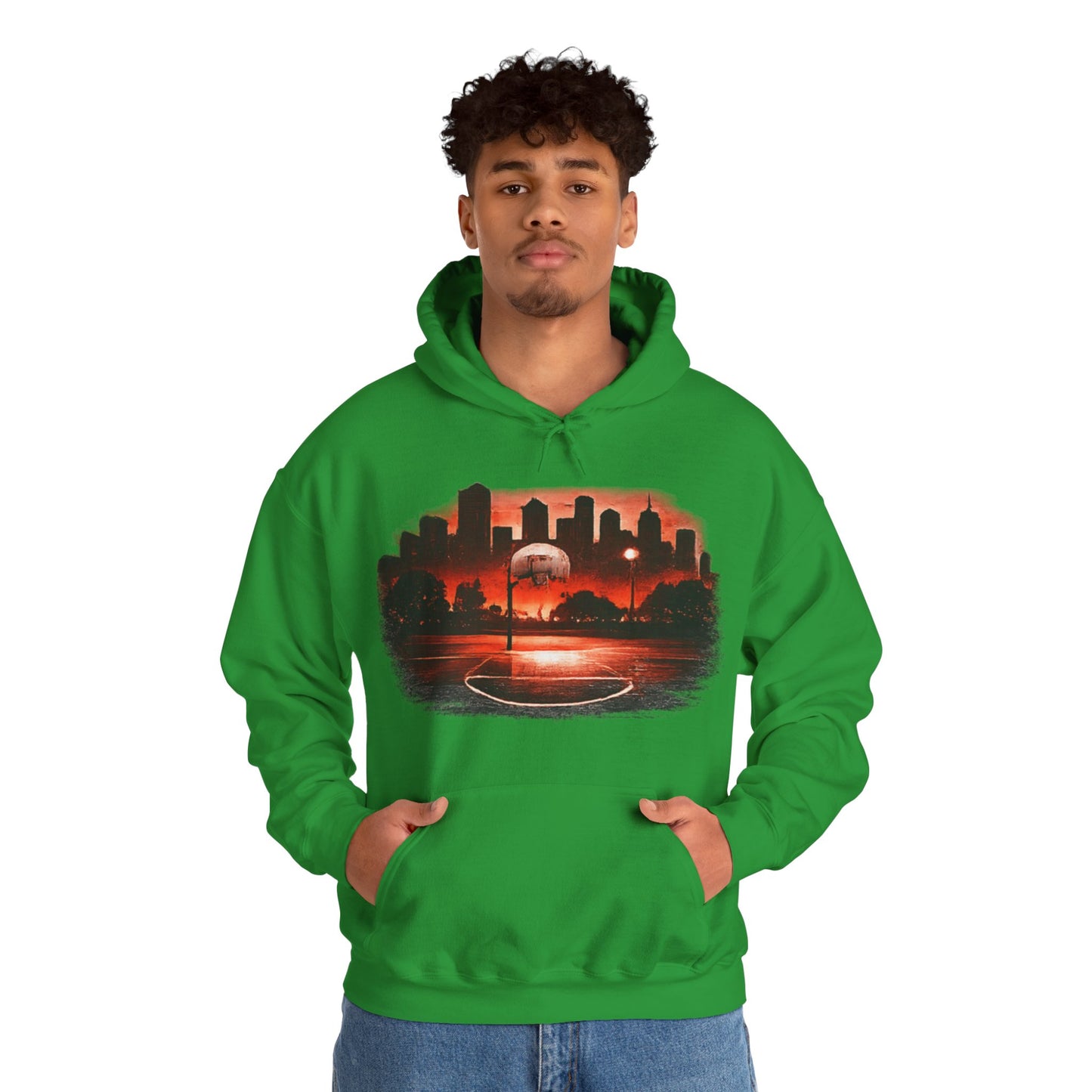 Street B-Ball Court Hoodie | Urban Basketball Graphic Unisex Pull-Over