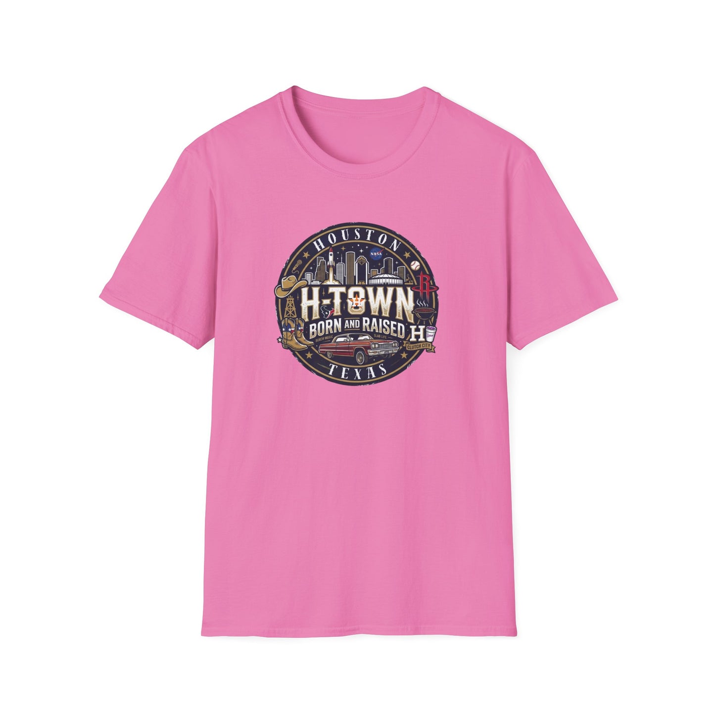 HOUSTON TEXAS-BORN AND RAISED - Unisex Soft Style T-Shirt