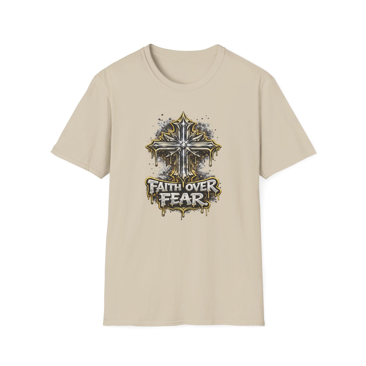 FAITH OVER FEAR-GRAPHIC CROSS - Unisex Soft Style T-Shirt