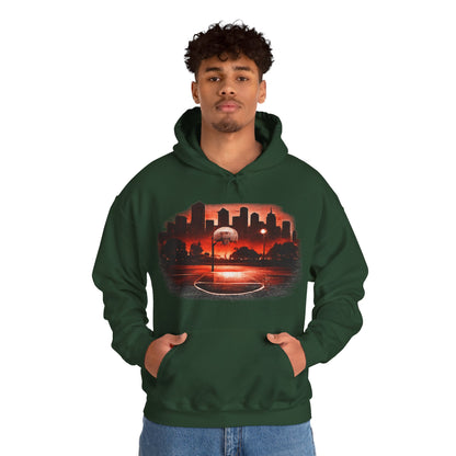 Street B-Ball Court Hoodie | Urban Basketball Graphic Unisex Pull-Over