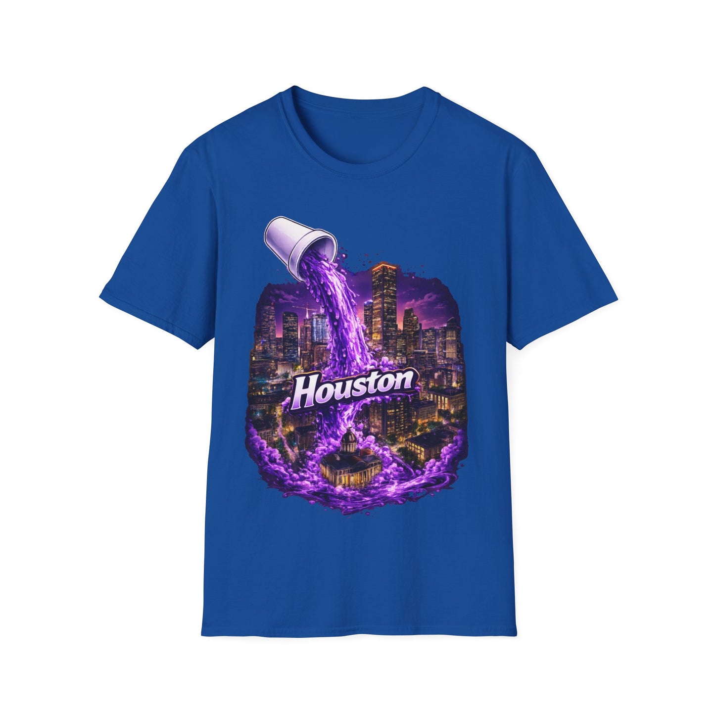 PURPLE HOUSTON ((BIG PRINT)) - Unisex Soft Style T-Shirt