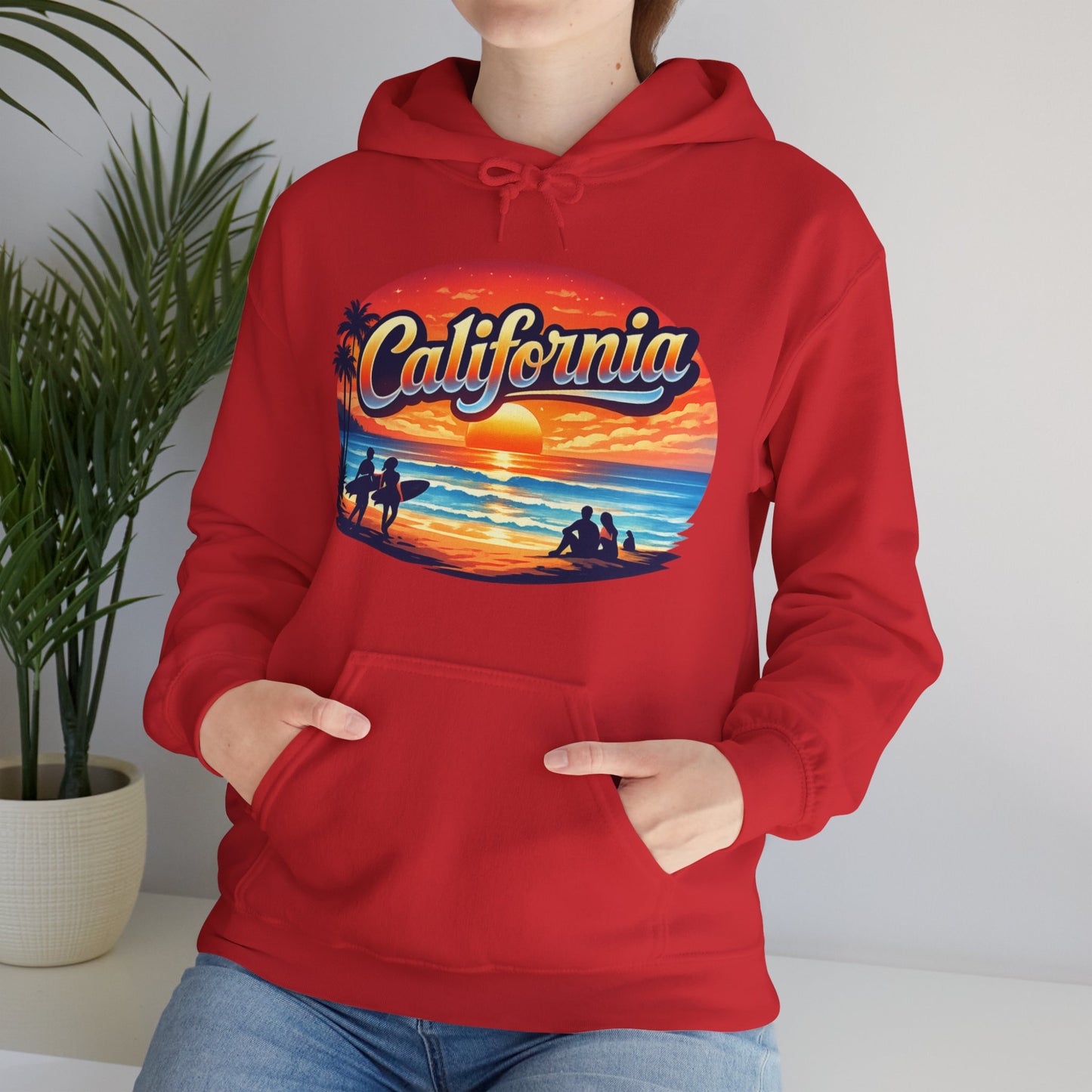 California Hoodie | Sunset Beach Coastal Graphic Unisex Pull-Over