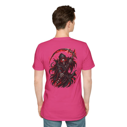GLOWING RED GRIM REAPER - (Front/Back Print) - Unisex Soft Style T-Shirt