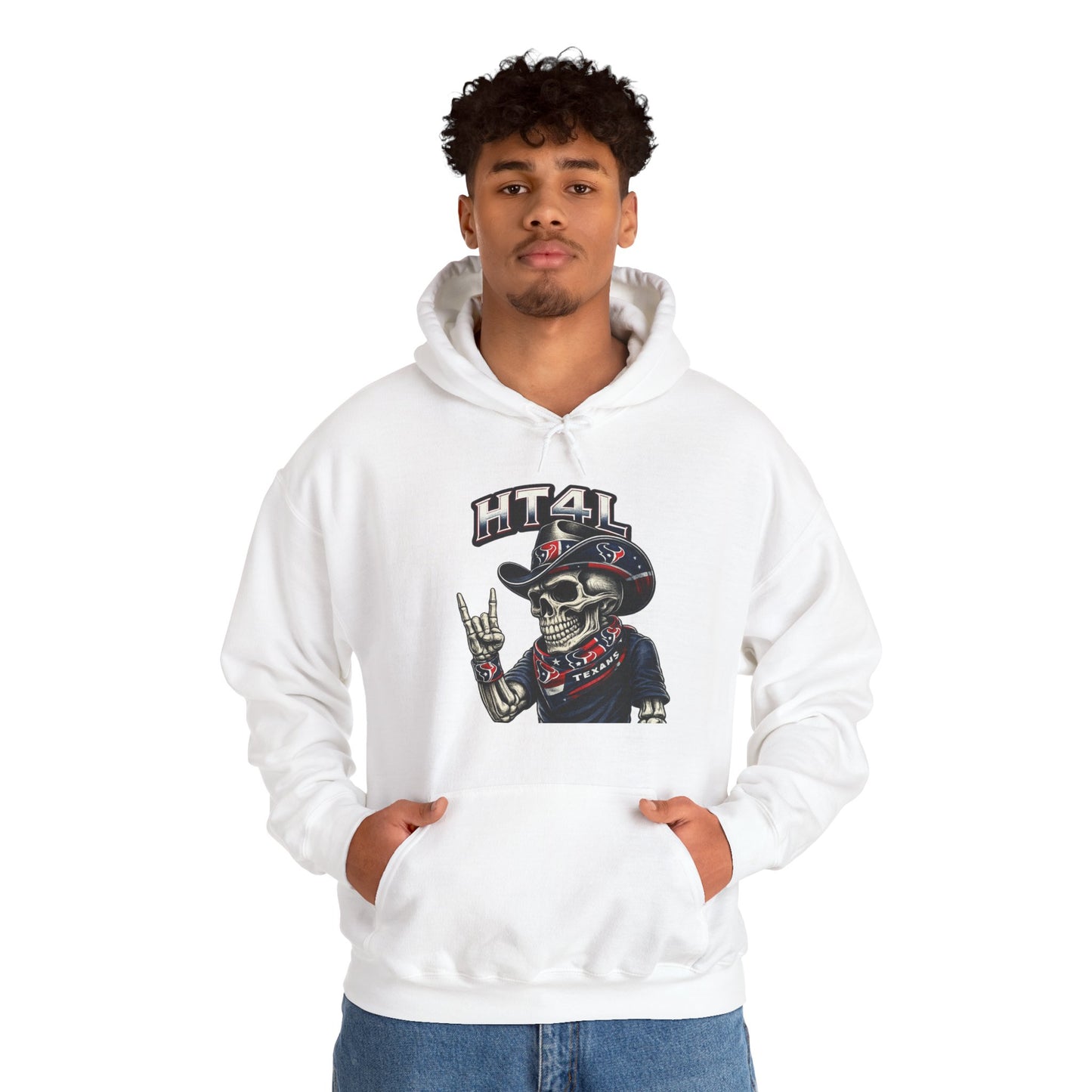 HT4L Skeleton Throwing the H | Houston Texans Unisex Pull-Over Hoodie