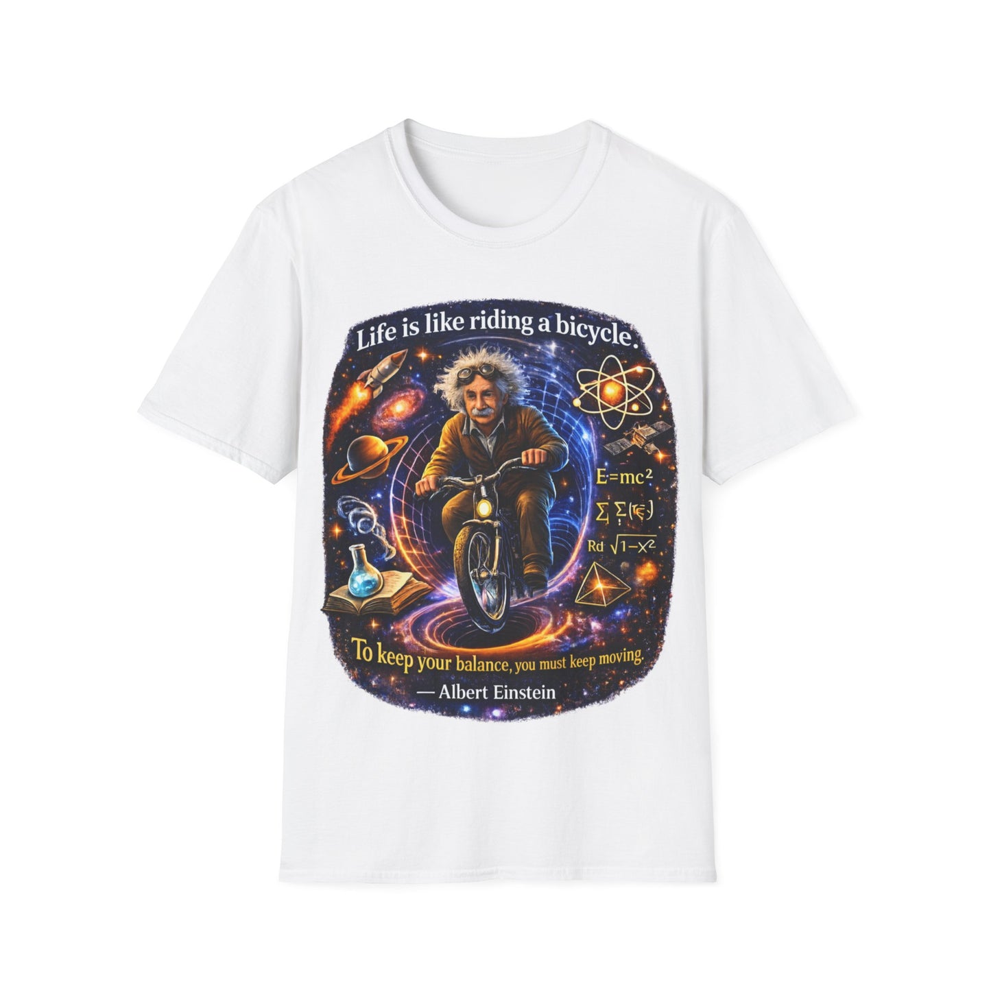 LIFE IS LIKING RIDING A BICYCLE - ((BIG PRINT)) - Unisex Soft Style T-Shirt