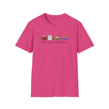 COFFEE-CONTRACTS-CLOSING-REPEAT - Unisex Softstyle T-Shirt