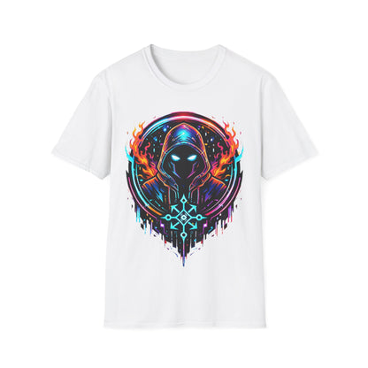 GLOWING HOODED WARRIOR ((BIG PRINT)) - Unisex Soft Style T-Shirt