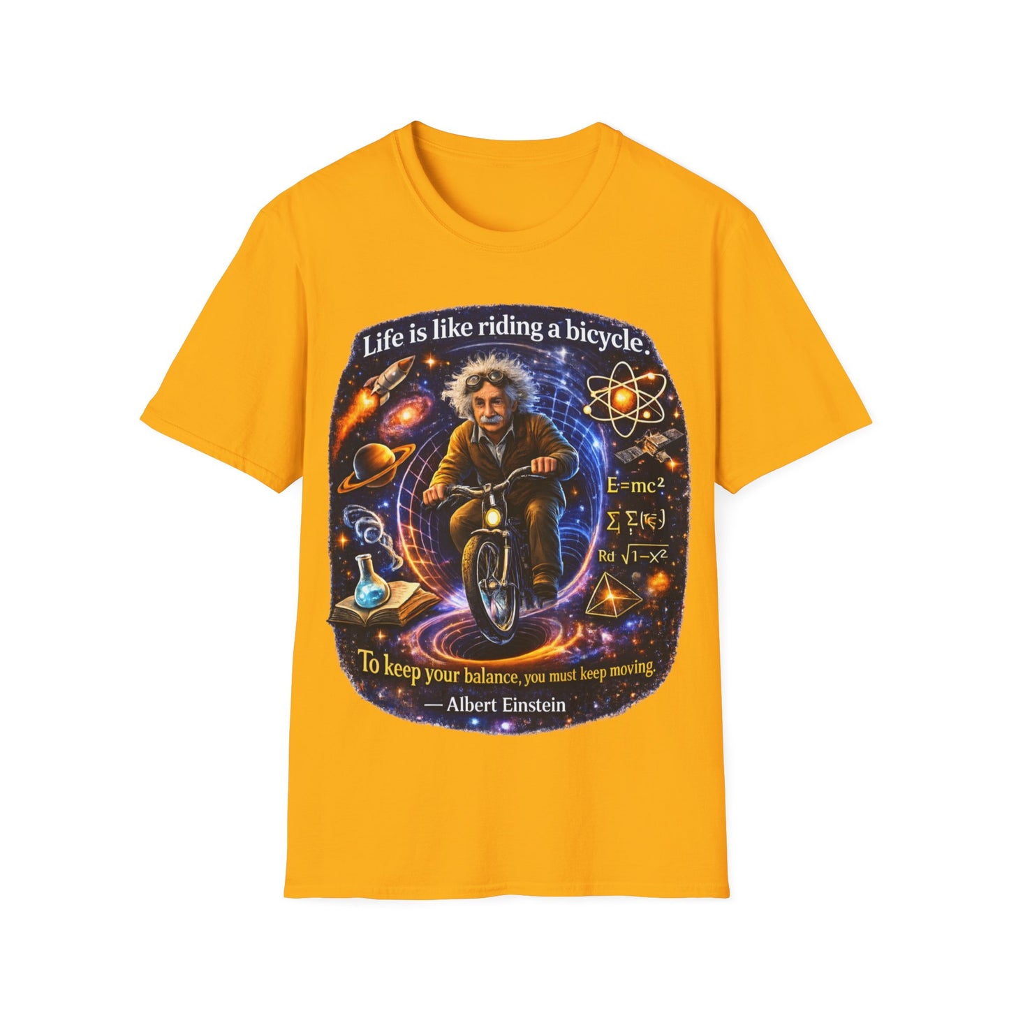 LIFE IS LIKING RIDING A BICYCLE - ((BIG PRINT)) - Unisex Soft Style T-Shirt